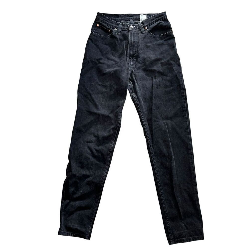 Vintage Jordache Black Denim Jeans Unisex Size 9/10 Straight Leg 29.5 inseam